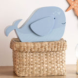 Whale MDF Money Box with Coin Slot and Stopper 19.8cm - Blue