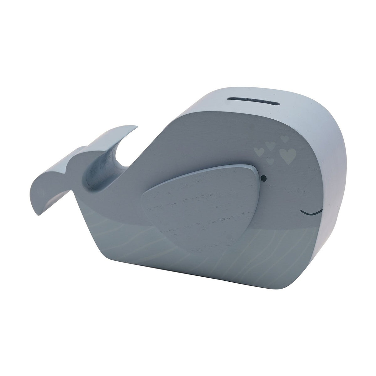 Whale MDF Money Box with Coin Slot and Stopper 19.8cm - Blue