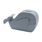 Whale MDF Money Box with Coin Slot and Stopper 19.8cm - Blue