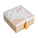 Roar Dinosaur Square MDF Keepsake Box with Tassel - White