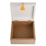 Roar Dinosaur Square MDF Keepsake Box with Tassel - White