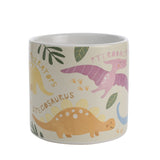 Dinosaur Names Stoneware Mug with Pale Blue Handle - Beige