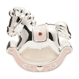 Silverplated Metal Rocking Horse Money Box - Silver & Pink