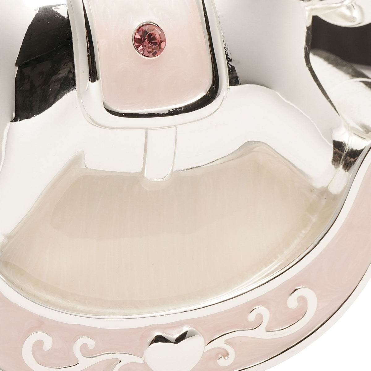 Silverplated Metal Rocking Horse Money Box - Silver & Pink