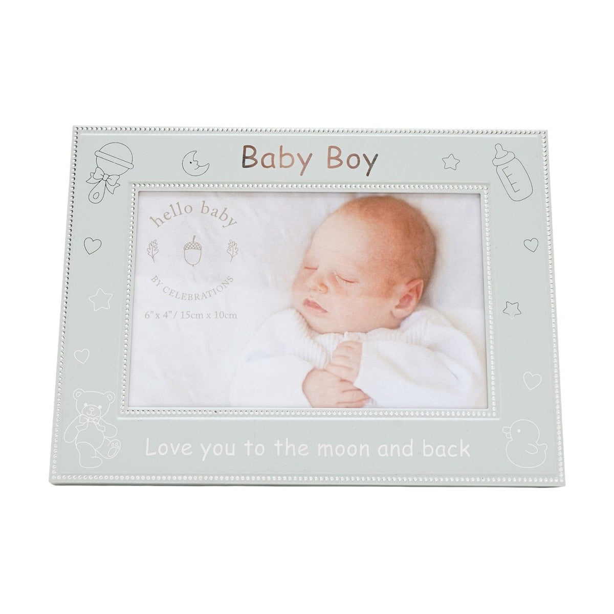 Baby Boy Aluminium Photo Frame 6 x 4in - Light Blue & Silver