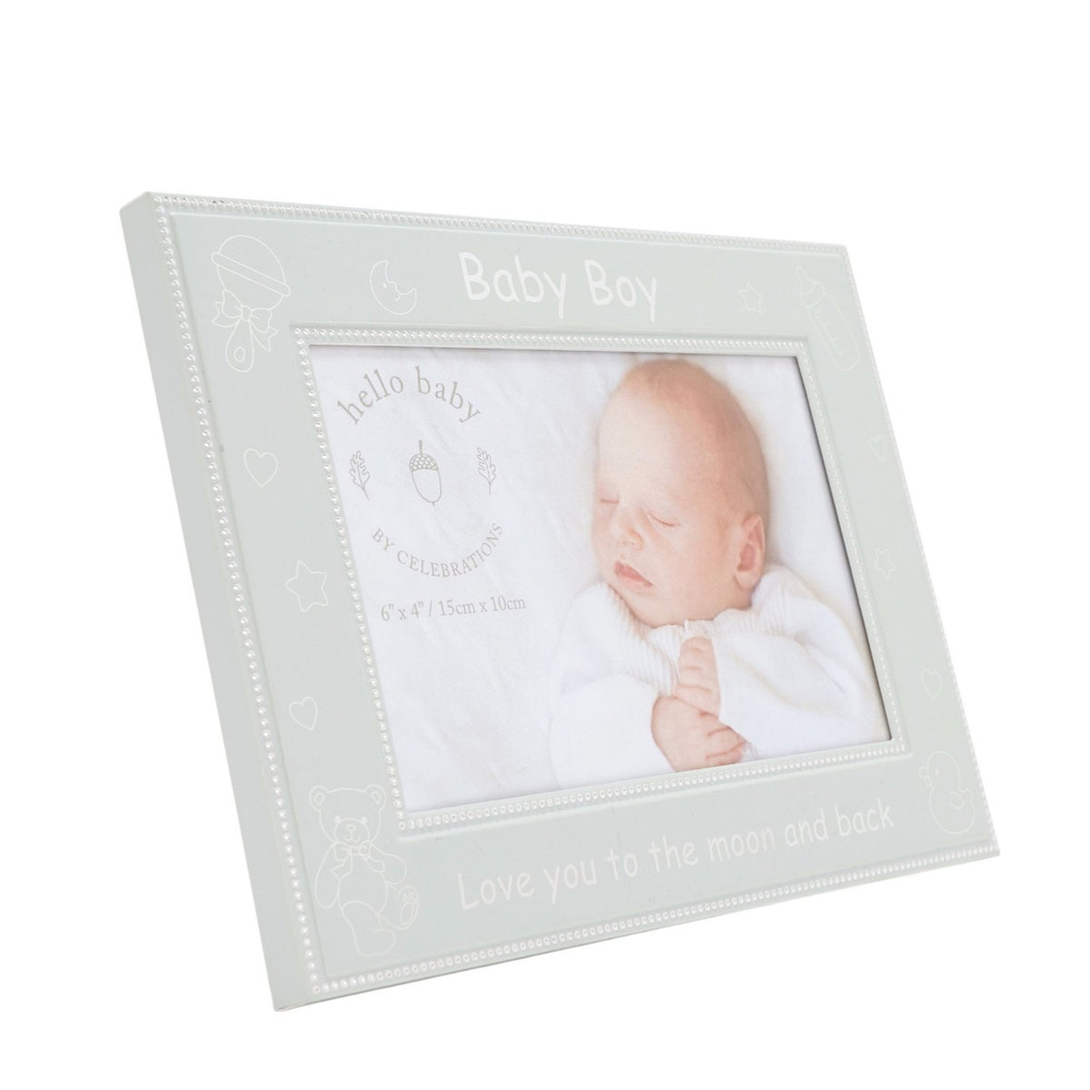Baby Boy Aluminium Photo Frame 6 x 4in - Light Blue & Silver