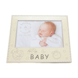 Baby Beaded Aluminium Photo Frame 6 x 4in - Cream & Silver