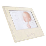 Baby Beaded Aluminium Photo Frame 6 x 4in - Cream & Silver