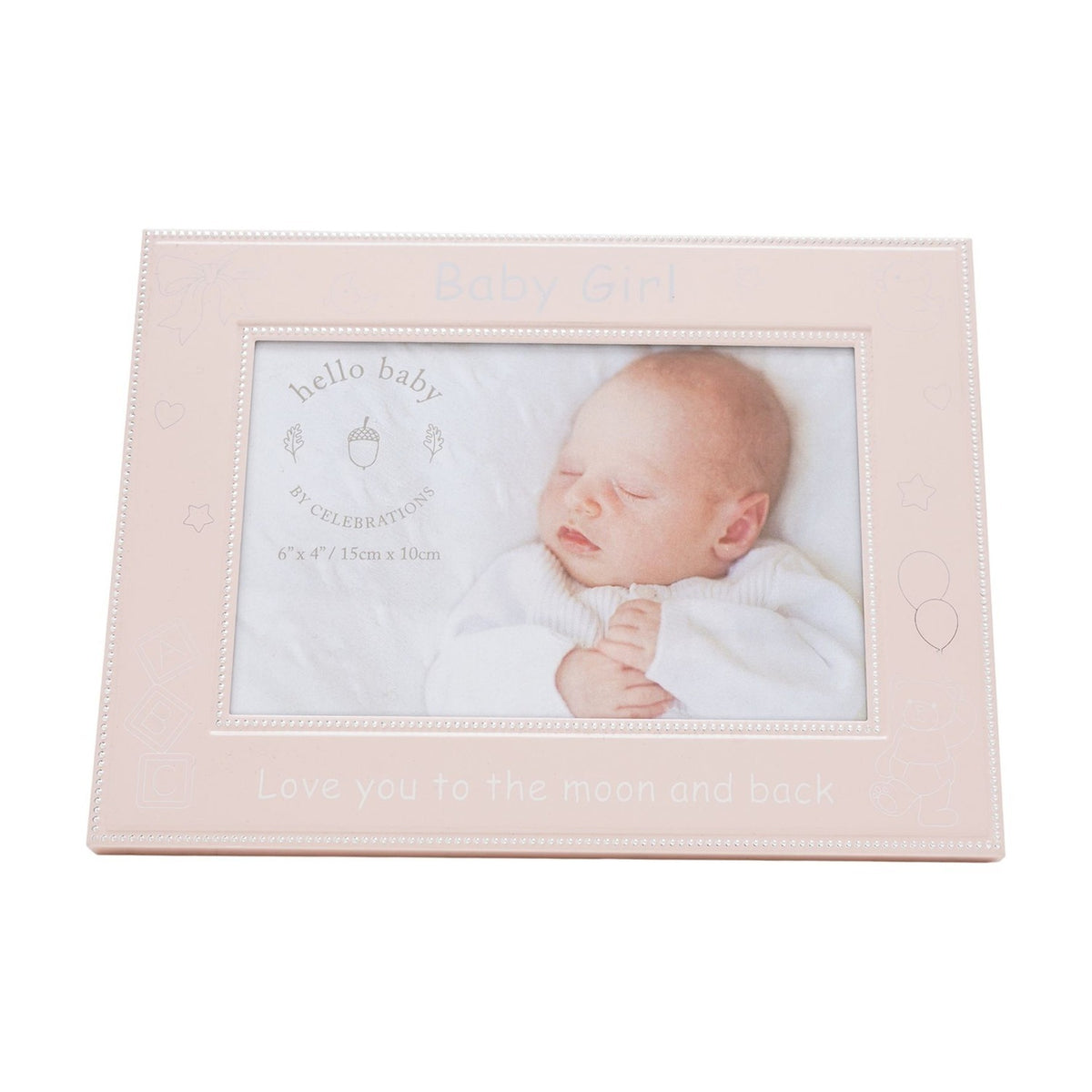 Baby Girl Aluminium Photo Frame 6 x 4in - Pink & Silver