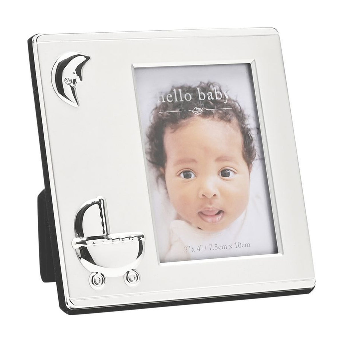 2 Tone Silverplated Frame with Pram Icon 4 x 3in - Silver