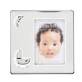 2 Tone Silverplated Frame with Pram Icon 4 x 3in - Silver
