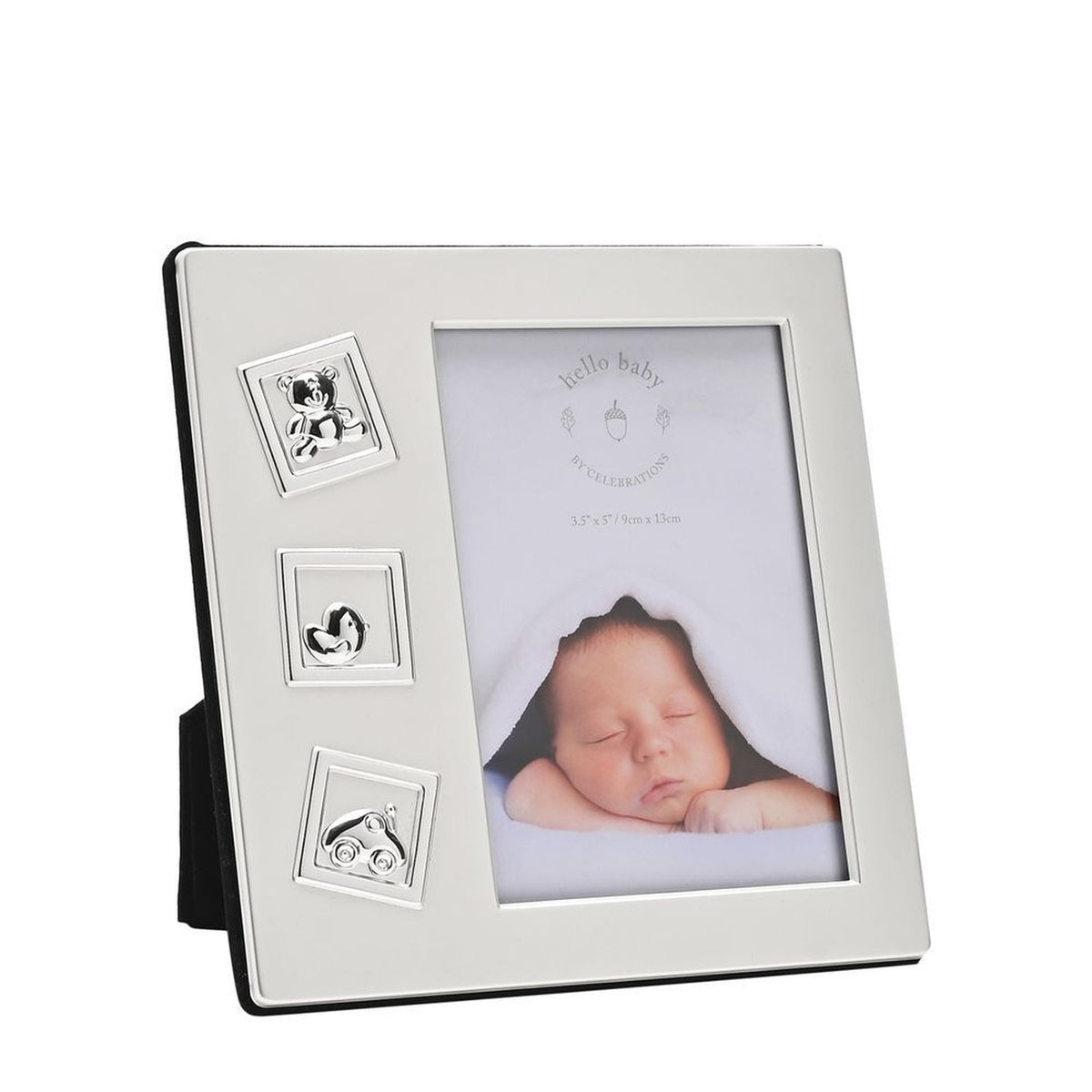 2 Tone Silverplated Icon Square Photo Frame 5 x 3.5in - Silver