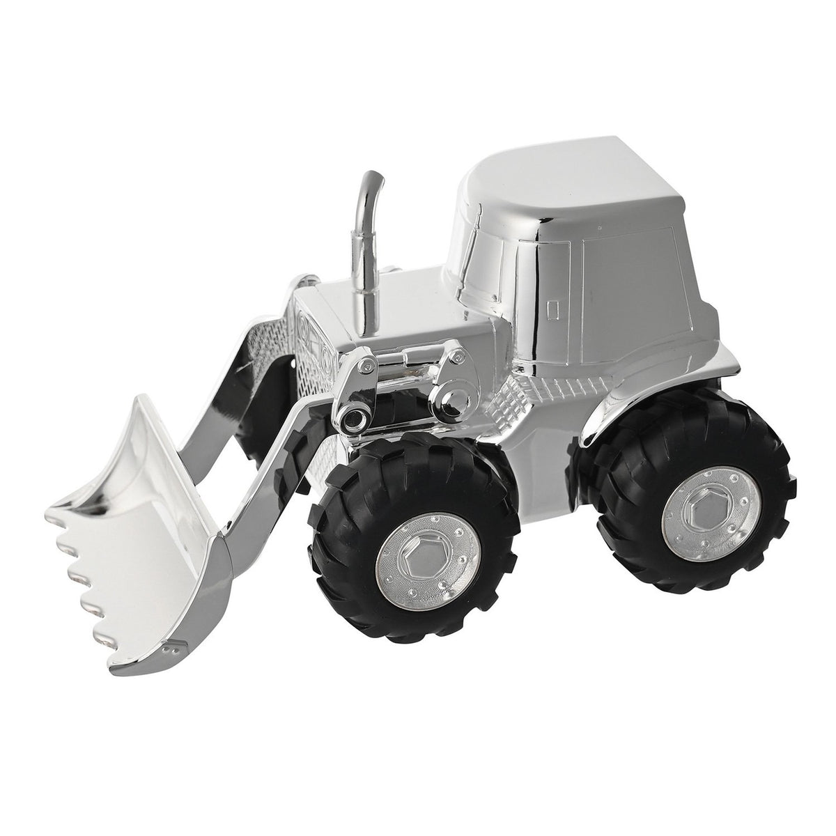 Front Loading Digger Silverplated Metal Money Box - Silver