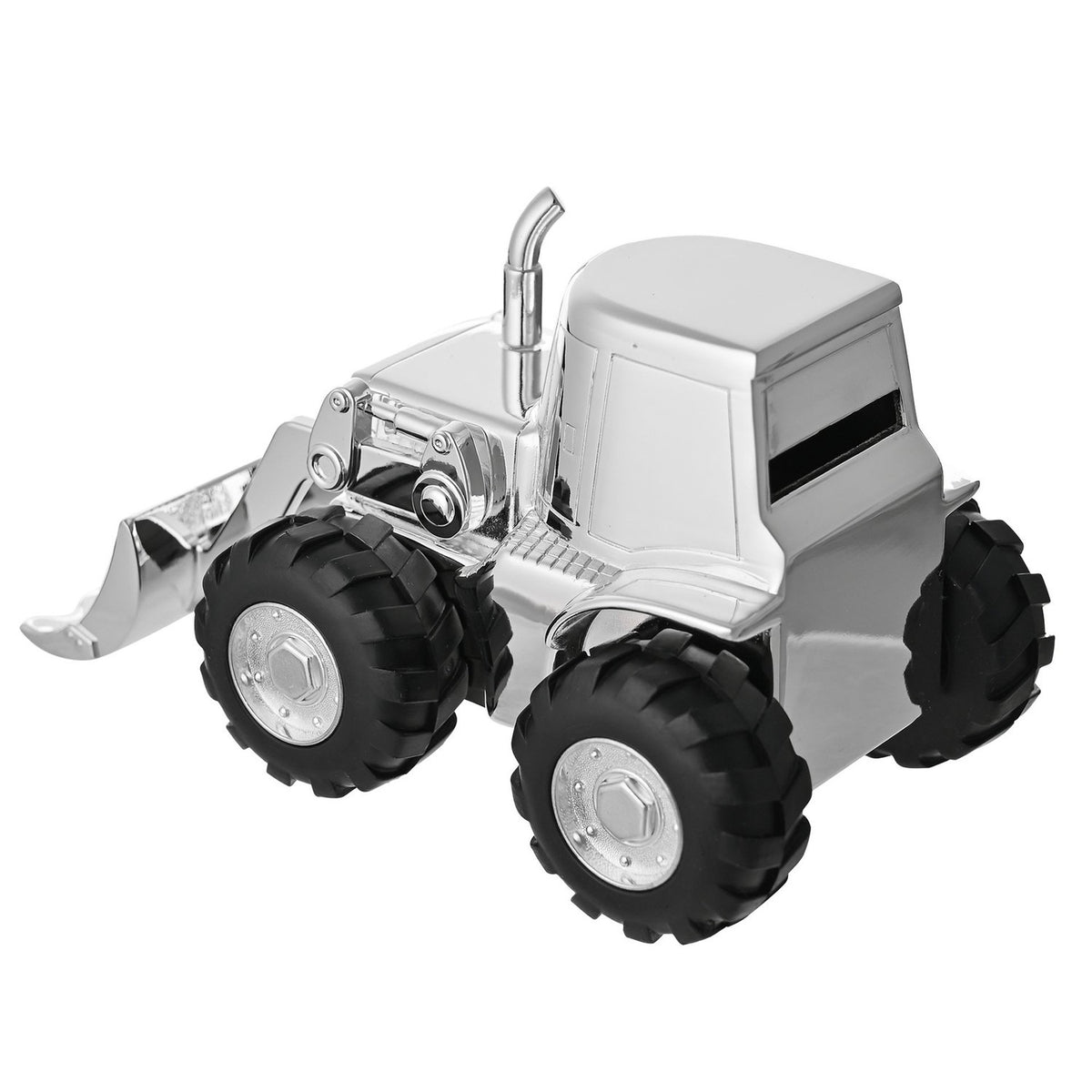 Front Loading Digger Silverplated Metal Money Box - Silver