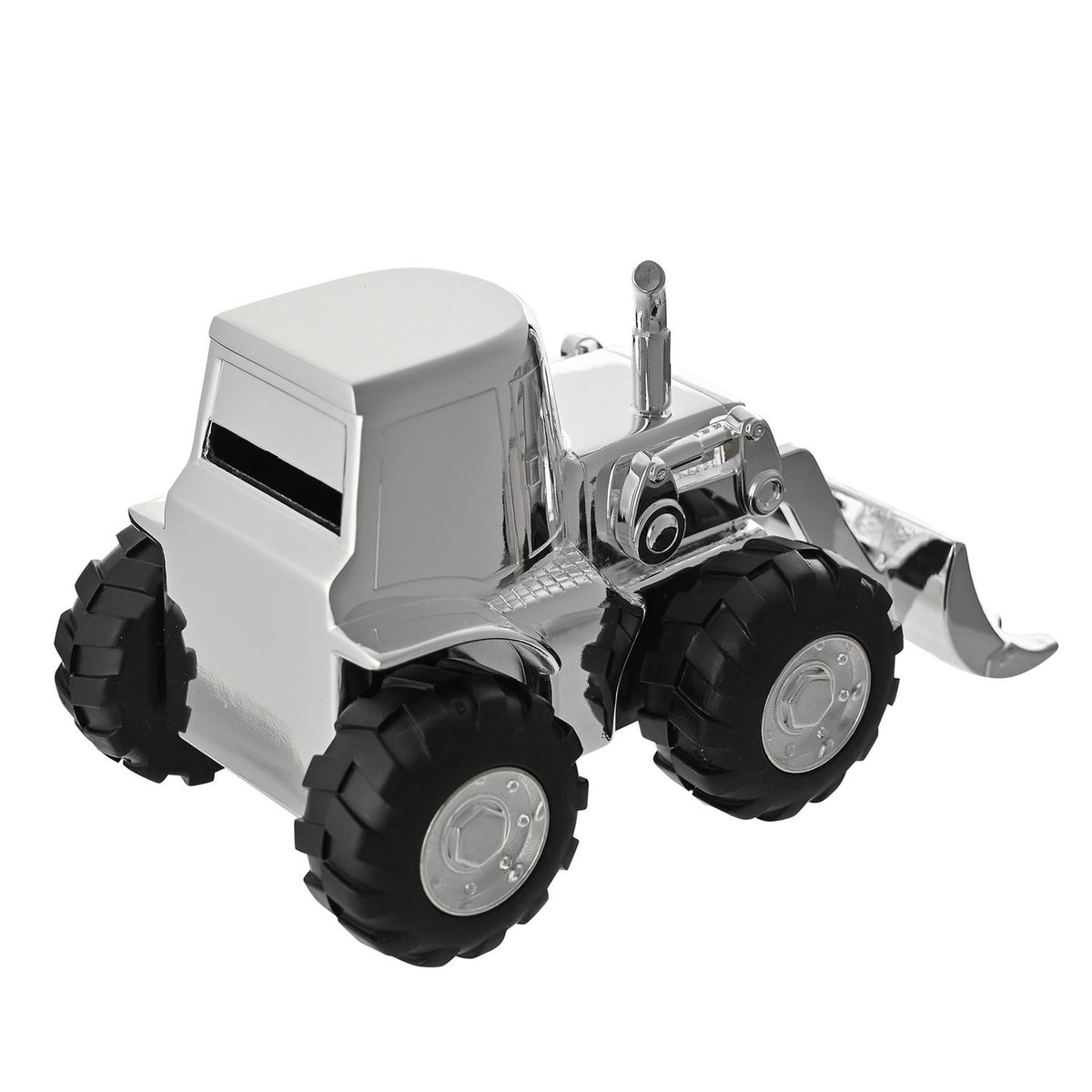 Front Loading Digger Silverplated Metal Money Box - Silver