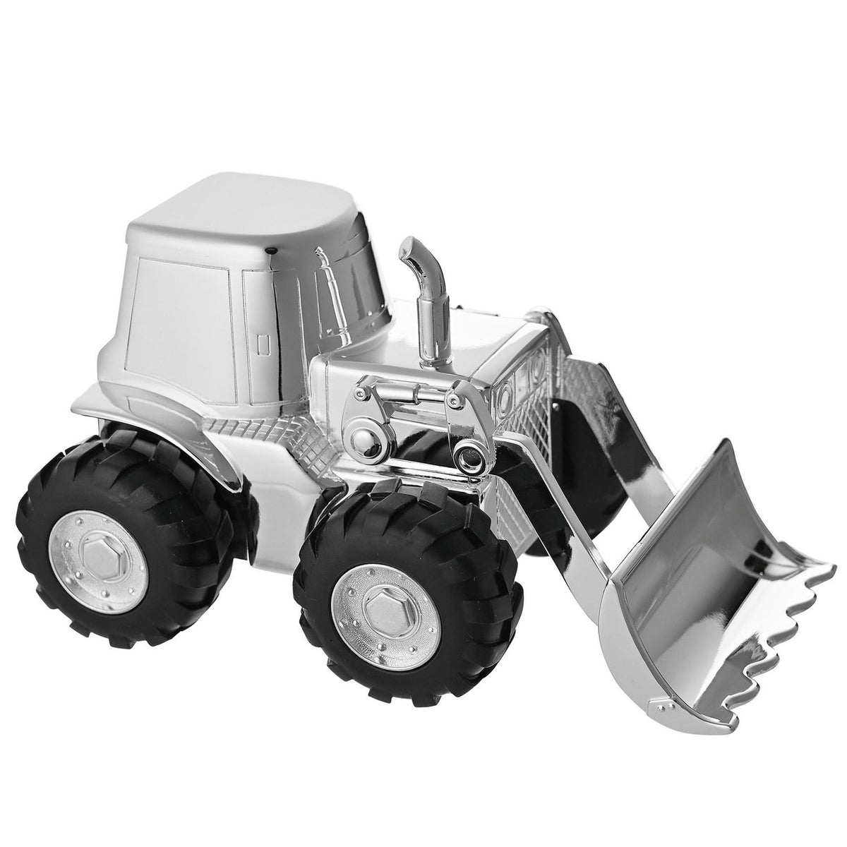 Front Loading Digger Silverplated Metal Money Box - Silver