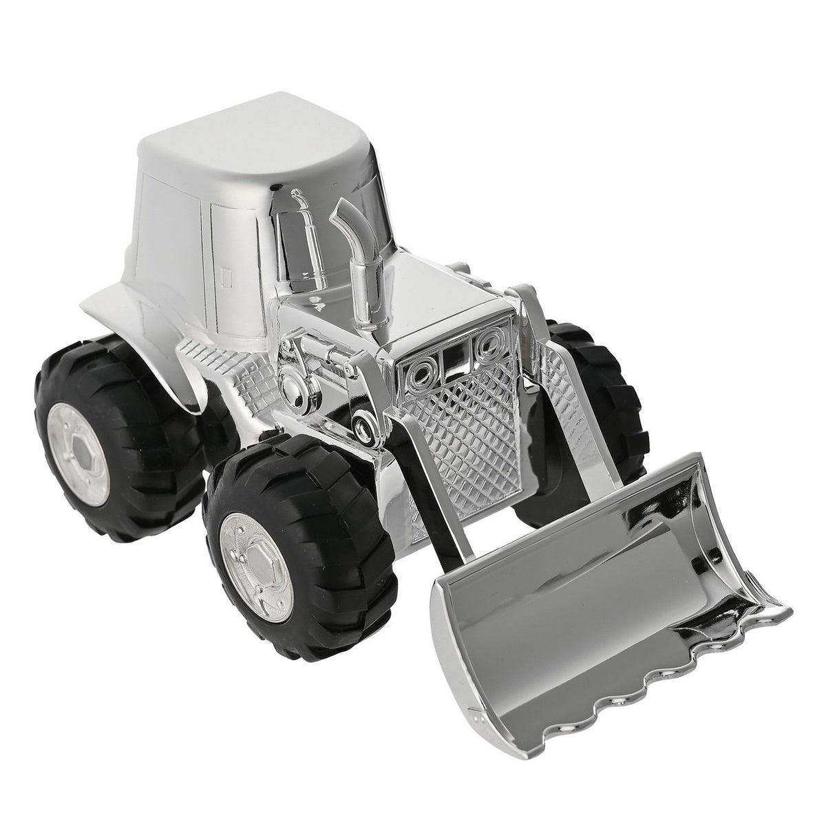 Front Loading Digger Silverplated Metal Money Box - Silver