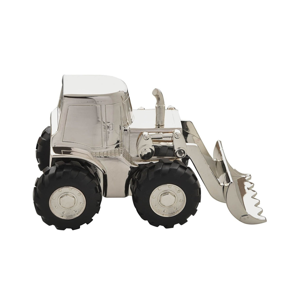 Front Loading Digger Silverplated Metal Money Box - Silver