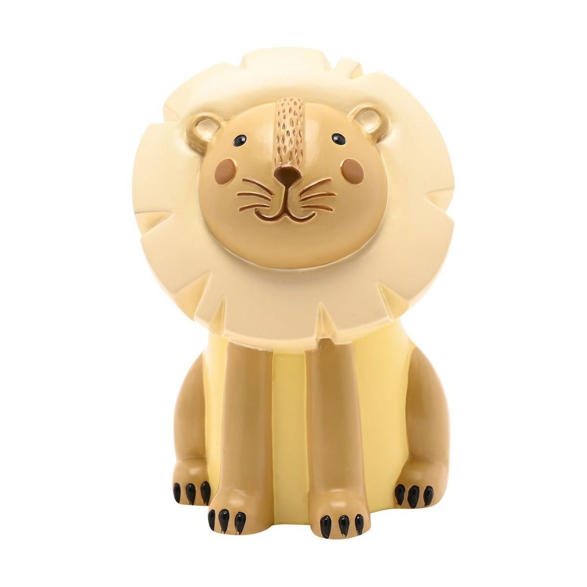Sitting Lion Resin Money Box with Rear Coin Slot - Yellow