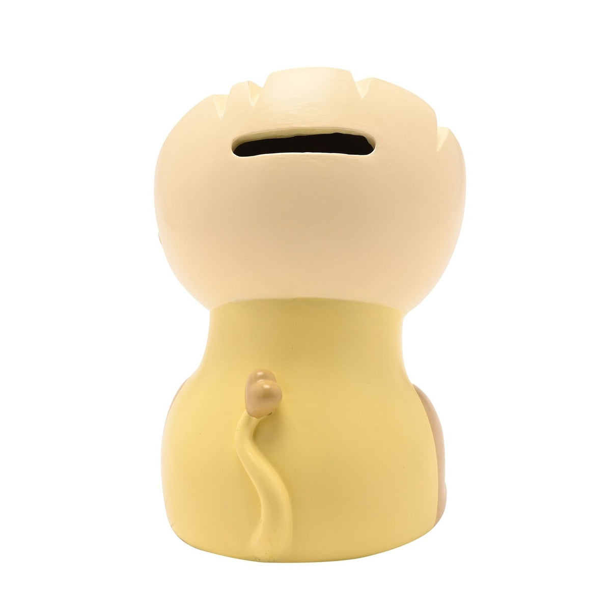 Sitting Lion Resin Money Box with Rear Coin Slot - Yellow