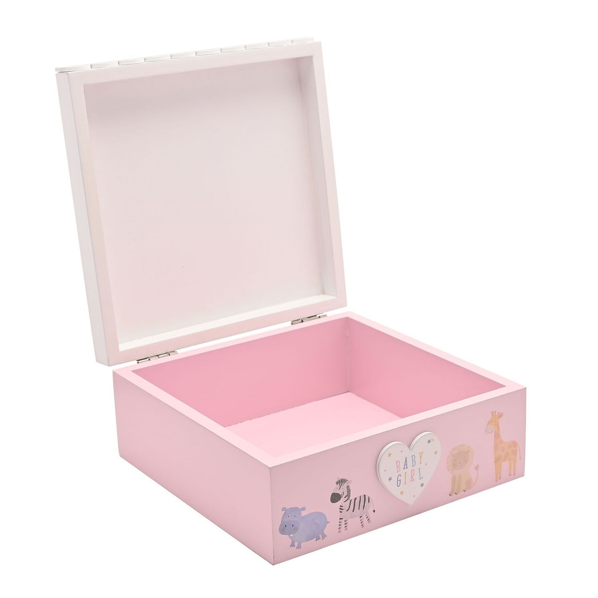 Baby Girl Giraffe Square MDF Keepsake Box - Pink & White