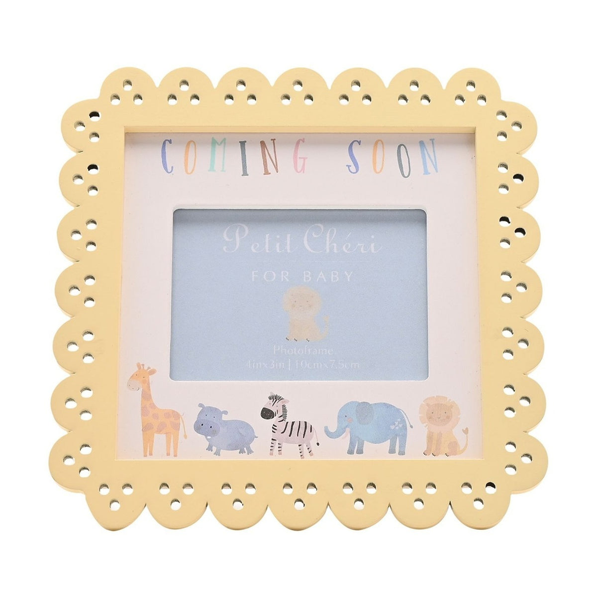 Coming Soon Scallop MDF Photo Frame 4 x 3in - White & Yellow