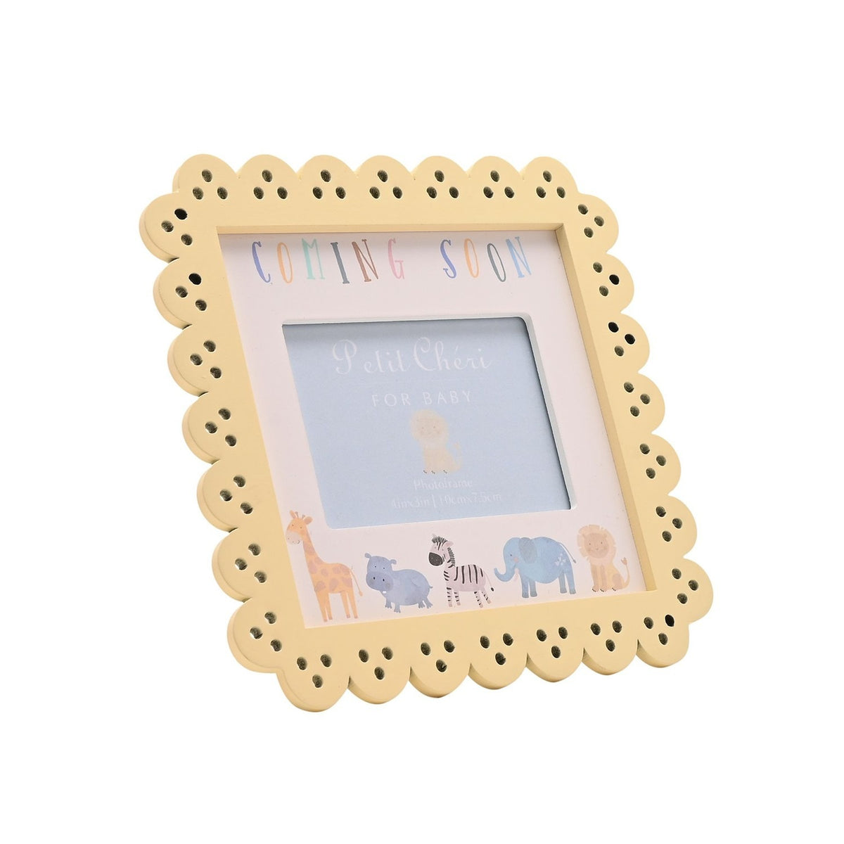 Coming Soon Scallop MDF Photo Frame 4 x 3in - White & Yellow