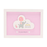 Baby Girl Dream Elephant Framed Wooden Cloud Plaque - Pink