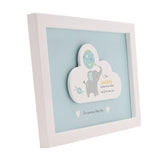 Baby Boy Dream Elephant Framed Cloud MDF Wall Plaque - Blue