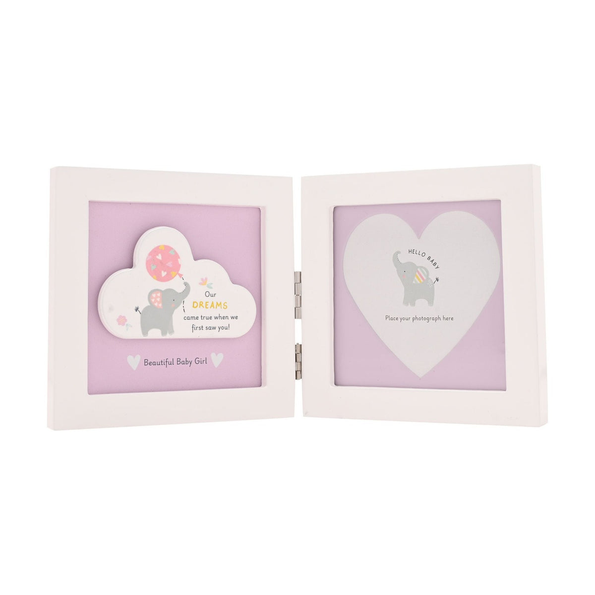 Girl Dream Elephant Folding MDF Photo Frame 4 x 4in - Pink