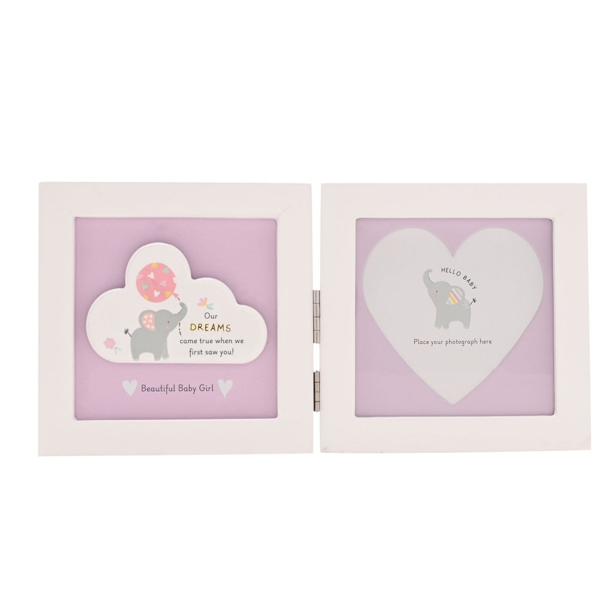 Girl Dream Elephant Folding MDF Photo Frame 4 x 4in - Pink