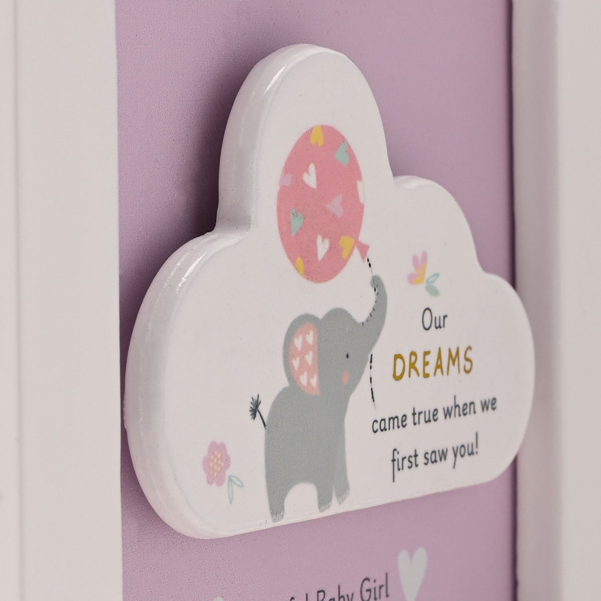 Girl Dream Elephant Folding MDF Photo Frame 4 x 4in - Pink