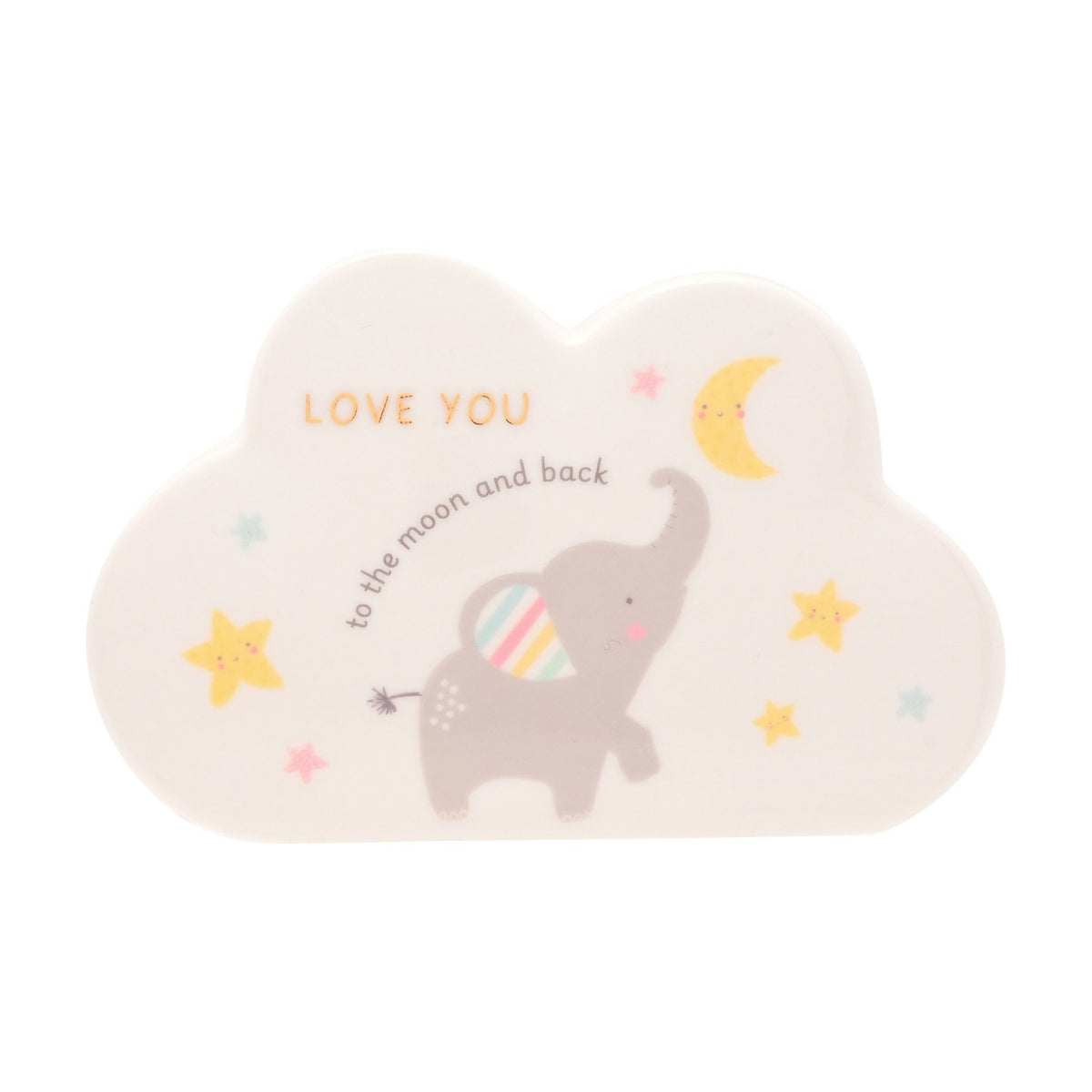 Love You Elephant Cloud Ceramic Mantel Ornament - White