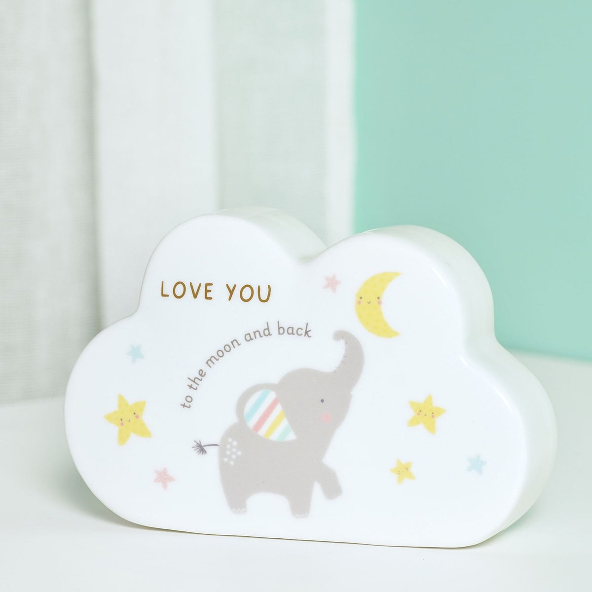 Love You Elephant Cloud Ceramic Mantel Ornament - White