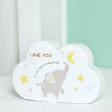 Love You Elephant Cloud Ceramic Mantel Ornament - White