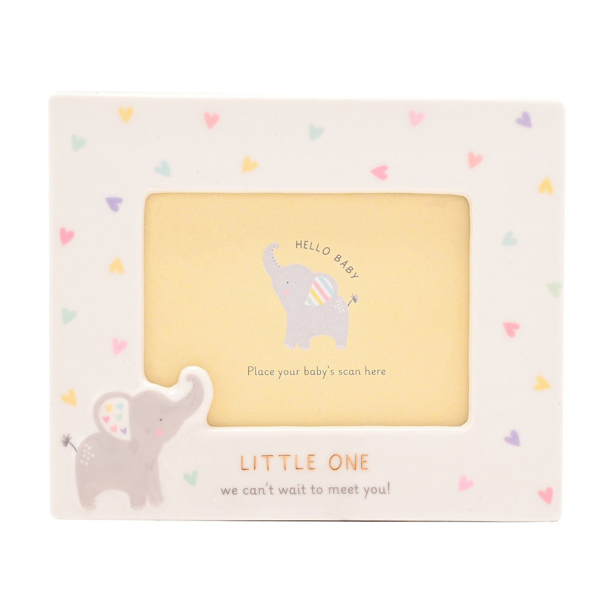 Little One Elephant Baby Scan Ceramic Photo Frame - White