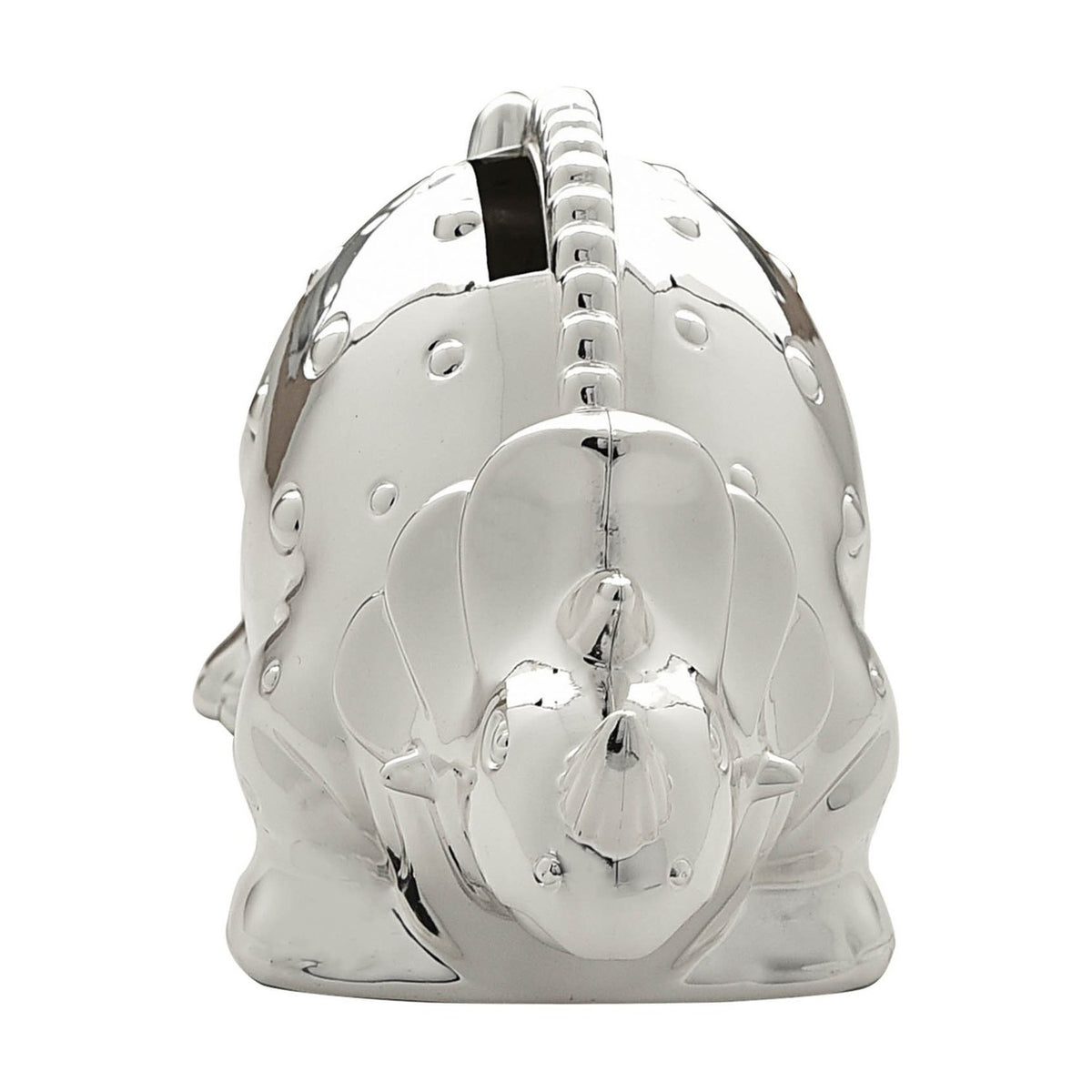 Raised Spot Dinosaur Silverplated Metal Money Box - Silver