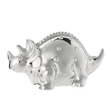 Raised Spot Dinosaur Silverplated Metal Money Box - Silver