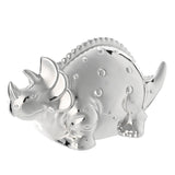 Raised Spot Dinosaur Silverplated Metal Money Box - Silver
