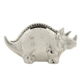 Raised Spot Dinosaur Silverplated Metal Money Box - Silver