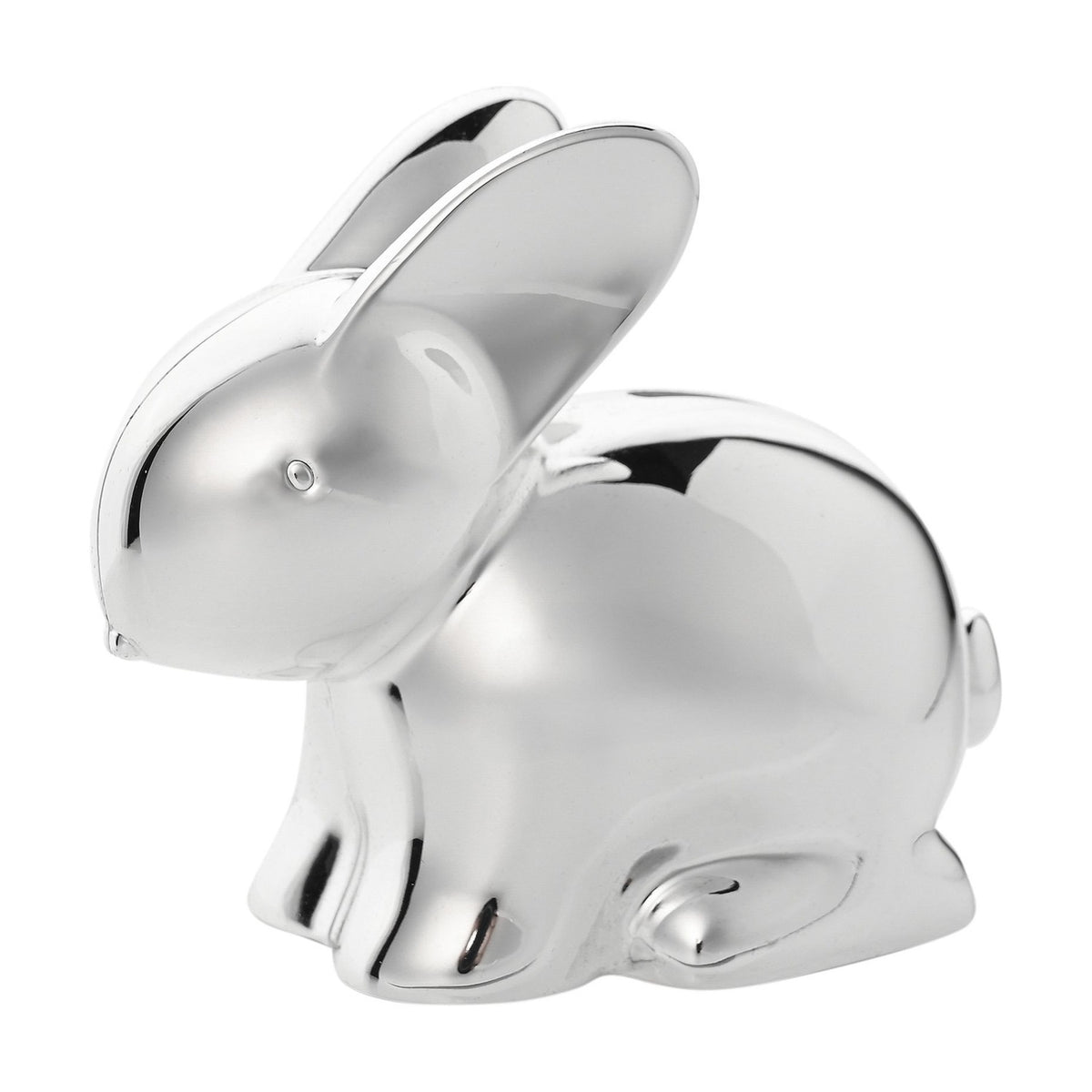 Real Silverplated Metal Sitting Rabbit Money Box - Silver
