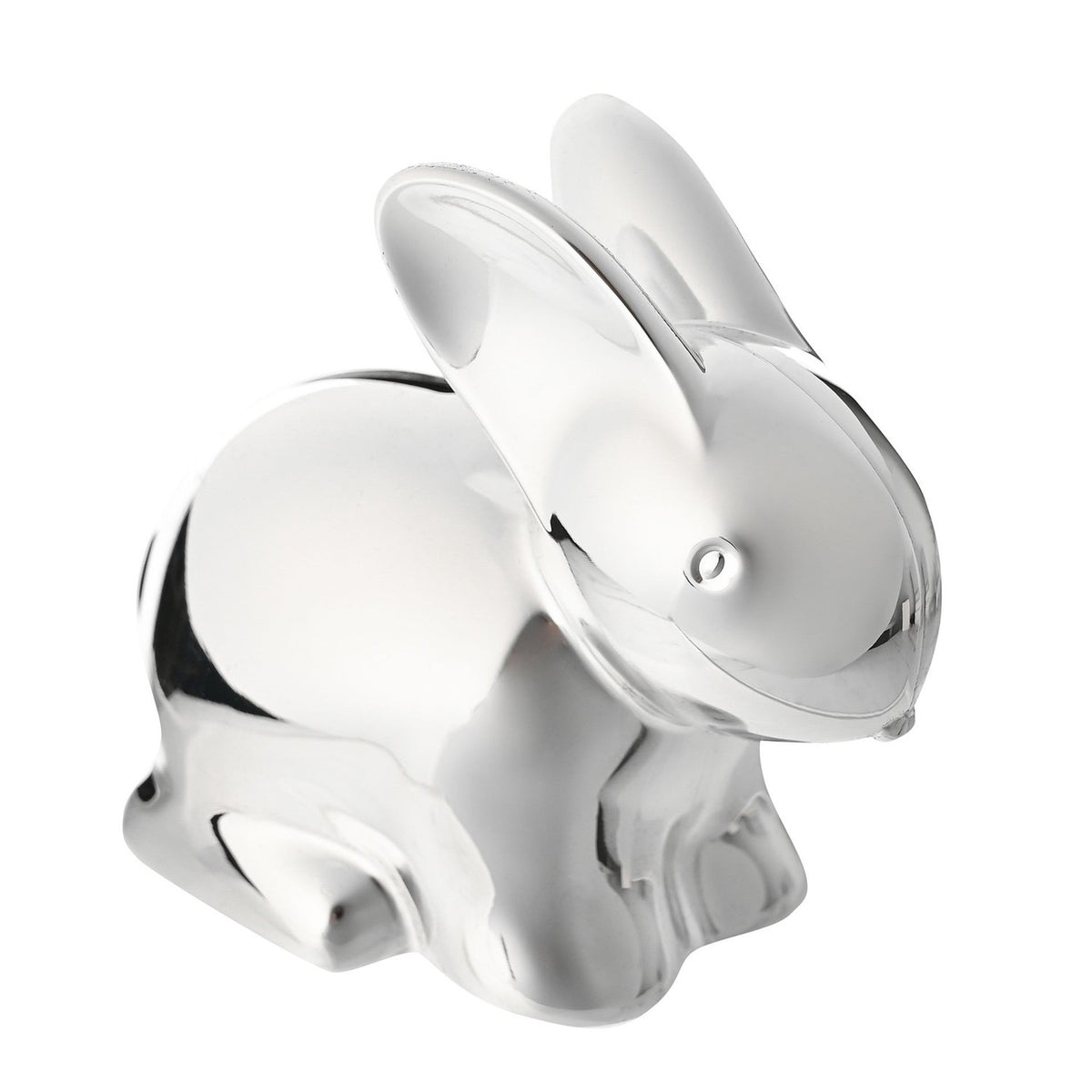 Real Silverplated Metal Sitting Rabbit Money Box - Silver