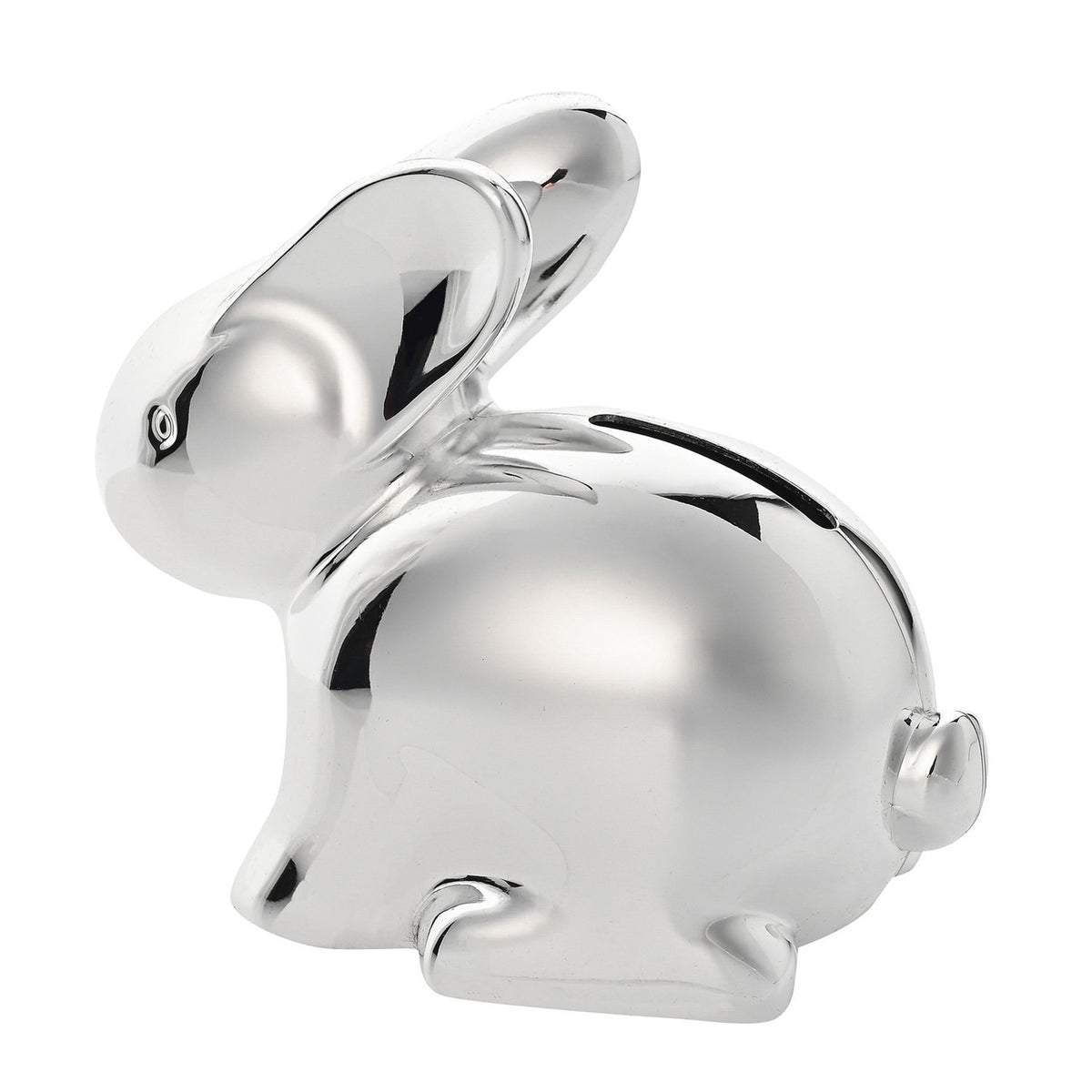 Real Silverplated Metal Sitting Rabbit Money Box - Silver