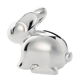 Real Silverplated Metal Sitting Rabbit Money Box - Silver