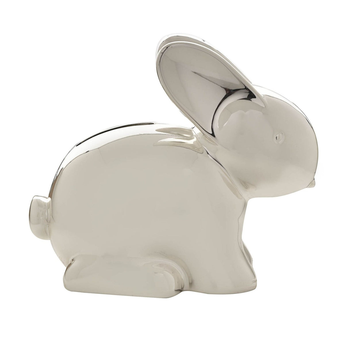 Real Silverplated Metal Sitting Rabbit Money Box - Silver