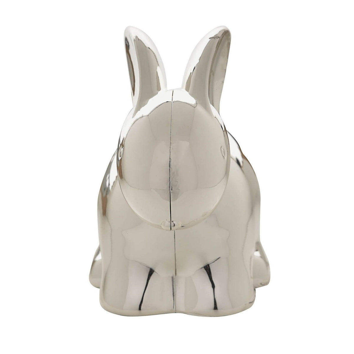 Real Silverplated Metal Sitting Rabbit Money Box - Silver