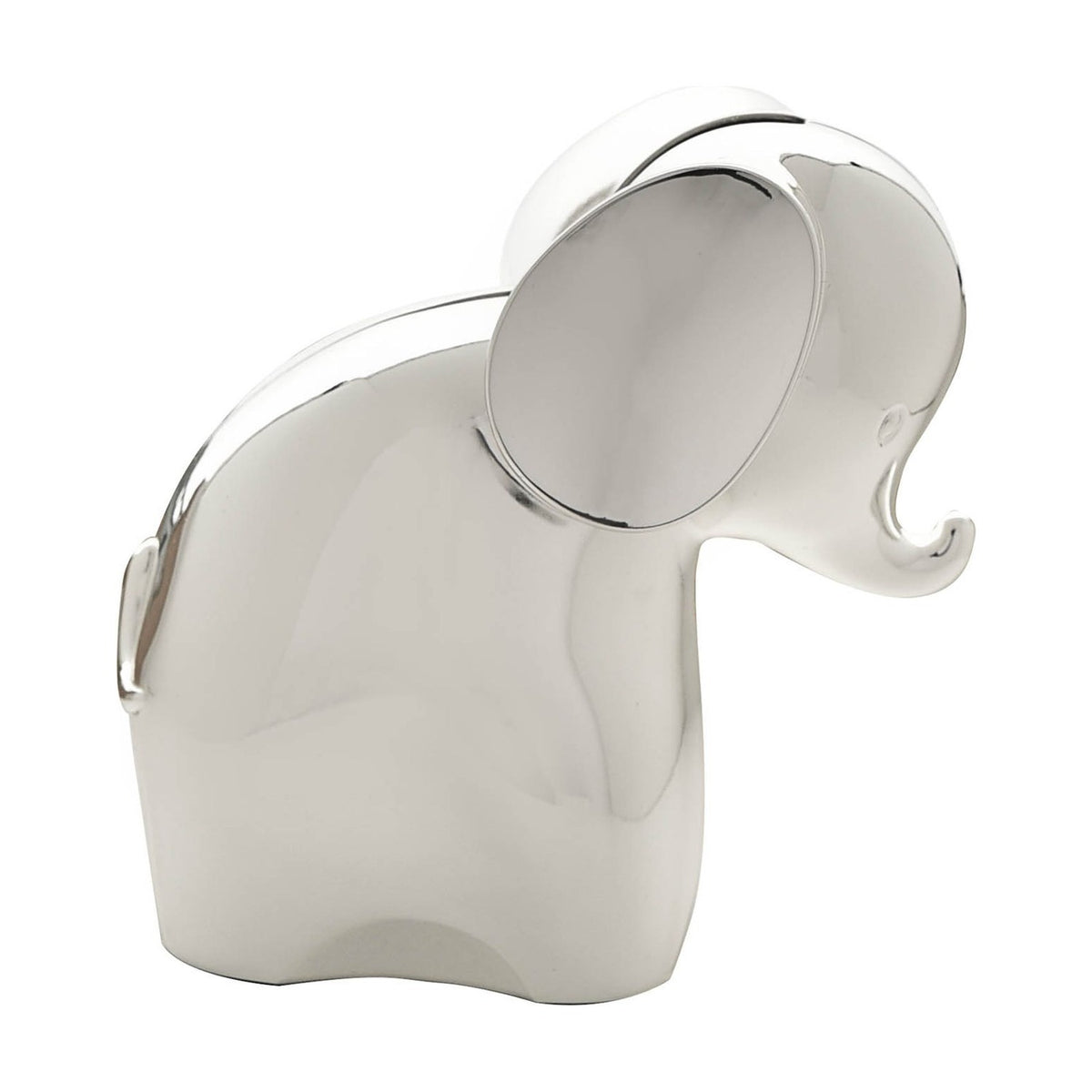 Curled Trunk Elephant Silverplated Metal Money Box - Silver