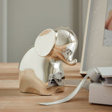 Curled Trunk Elephant Silverplated Metal Money Box - Silver