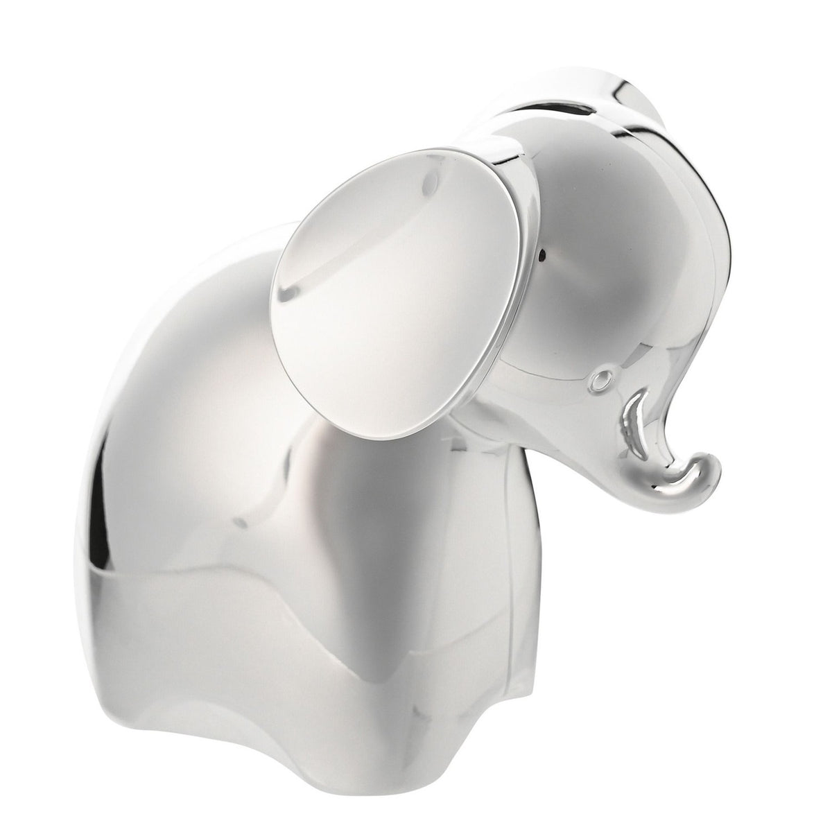 Curled Trunk Elephant Silverplated Metal Money Box - Silver