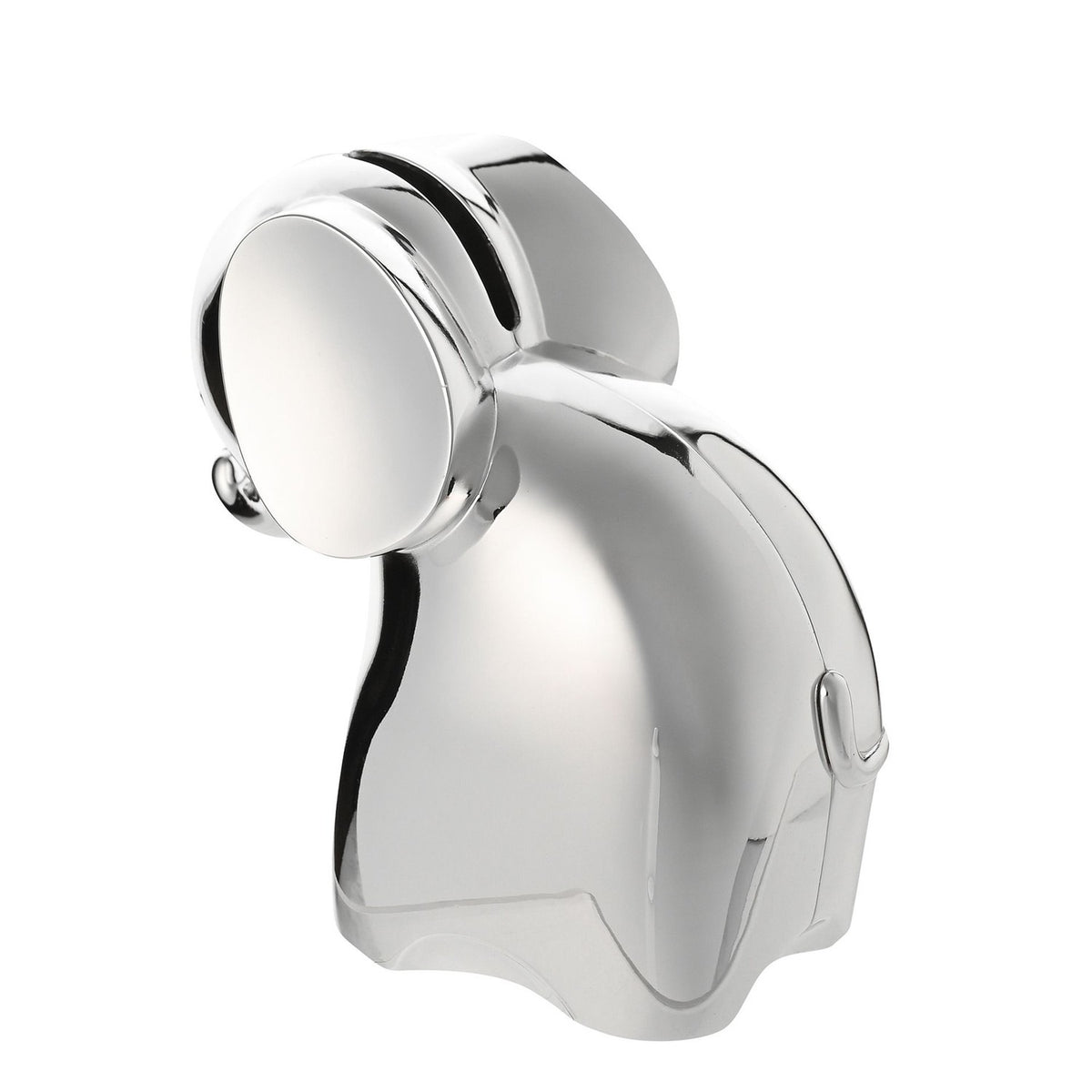 Curled Trunk Elephant Silverplated Metal Money Box - Silver
